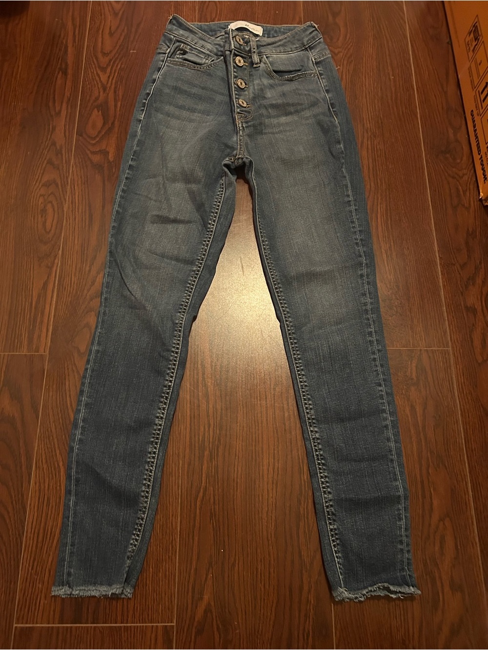 KanCan Women's High-Rise Button-Fly Skinny Jeans - Blue Wash